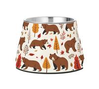 Bears in Fall Trees Gamelle surélevée pour chien 540 ml en acier inoxydable antidérapant haute capacité