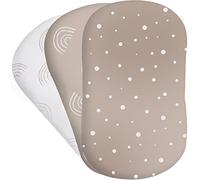 Bear's Little Fish Lot de 3 draps de Berceau | 100% Coton Bio | Drap-Housse pour Matelas Ovale, sablier et rectangulaire (Beige)