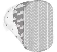Bear's Little Fish Lot de 3 draps de Berceau | 100% Coton Bio | Drap-Housse pour Matelas Ovale, sablier et rectangulaire (Gris)