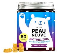 Bears with Benefits Gommes hyaluroniques - Peau éclatante avec 100mg d'acide hyaluronique hautement dosé, vitamine C, zinc, biotine - 60 pièces - Gommes vitaminées sans sucre