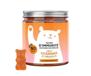 Bears with Benefits - Gummies Multivitamines Propolis - Immunité -90 unités | Totem d'Immunité Défenses Naturelles - Vitamine D, E, C, B6, B12, Niacine, Propolis - Cure de 3 mois - Sans Sucre, Végétarien