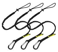 BearTOOLS Longe Outil avec Mousqueton à Ressort Standard et Boucle Ajustable, Longueur 90cm, Limite de Poids Maximum 8KG, Rétention de Chute avec Arrêt de Cordon Élastique, 3 Pièce (Noir 0913S)