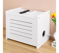 BEARUT Étagère blanche pour projecteur, support de projecteur, boîte de rangement pour modem, câble de routeur, multiprise organisée, gestion des câbles, support caché par bois massif, assemblage