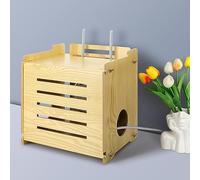 BEARUT Étagère murale en bois pour routeur Wi-Fi, boîte de rangement flottante pour modem et routeur - Bande d'alimentation organisée - Assemblage nécessaire : 37,8 x 24,9 x 13,7 cm (L x H x l)