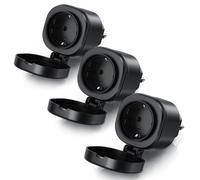 BEARWARE 3x Prise Wifi Outdoor Prise 2,4 Ghz, contrôle par App, IP44, max. 3680 W, 1-St, Pairing LED, fusible thermique, 16A, noir