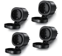 BEARWARE 4x Prise Wifi Outdoor Prise 2,4 Ghz, contrôle par App, IP44, max. 3680 W, 1-St, Pairing LED, fusible thermique, 16A, noir