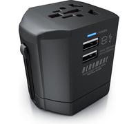 BEARWARE Adaptateur universel de voyage tout-en-un - Adaptateur de prise de voyage / Adaptateur de courant - Fiche de voyage - World Travel Adapter / Plug - Pour plus de 140 pays/régions - 2x port USB