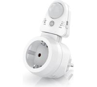BEARWARE Détecteur de mouvement pour prise avec minuterie - Minuterie numérique - Capteur de lumière 3, 600, 1200 Lux - Capteur de mouvement infrarouge PIR - Unité de capteur pivotant à 180° - 1, 5, 1