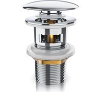 BEARWARE Garniture de vidage avec bouchon de trop-plein - laiton chromé - 1¼ pouce - Vanne de vidage - pour lavabo évier cuisine salle de bain - Joints de rechange - Chrom Pop Up Valve