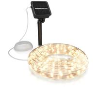 BEARWARE Guirlande lumineuse solaire LED 10 m blanc chaud - Intérieur et extérieur - panneau solaire avec batterie 1200mAh - 100 Leds blanc chaud - 2 modes : clignotant et lumière continue - conducteu