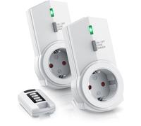 BEARWARE Prises radio à intensité variable - Set avec télécommande - Set de 2 pour l'intérieur Indoor + 1 télécommande - Affichage d'état LED - protection contre les contacts accidentels intégrée