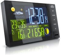 BEARWARE Station météo radio intérieur et extérieur avec capteur extérieur - signal DCF horloge radio - écran couleur - thermomètre - hygromètre
