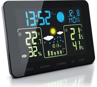 BEARWARE Station météo sans fil avec écran couleur & capteur extérieur Baromètre, prévisions météo, etc.