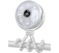 Bearwind Ventilateur portable pour poussette rechargeable USB avec lumière LED nocturne, 4 vitesses et trépied amovible à 360° - pour voyage, voiture et berceaux