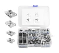 BEASAFY 100 Pièces Écrous en Tôle en U, M4 M5 M6 M8 Clip à Vis Écrou Kit, Écrou de Serrage Filetés, Acier Inoxydable Agrafe Clips Fixation Voiture, Écrous à Circlip pour Vis de Carrosserie