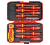 BEASAFY 13 Pièces Kit Tournevis, Interchangeable Tournevis Aimanté avec Testeur de Tension, Isolation Outils Bricolage Electricien, VDE Kit Electricien avec Étui de Rangement