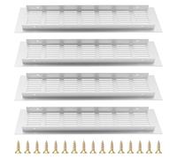 BEASAFY 4 Pièces Argentées Grilles de Ventilation, 8 x 30 cm Grille Aeration Rectangulaire avec Vis, Grille Ventilation en Aluminium pour Placards Armoire Radiateur