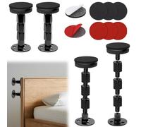 BEASAFY 4 Pièces Cadre de Lit Fileté Réglable, 25-110 mm Butées de Stabilisation et Anti-Tremblement Réglables, Noir Anti-Secousses Entretoises pour Lits, Armoires, Canapés