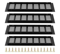 BEASAFY 4 Pièces Noir Grilles de Ventilation, 8 x 30 cm Grille Aeration Rectangulaire avec Vis, Grille Ventilation en Aluminium pour Placards Armoire Radiateur