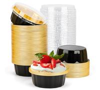 Beasea Lot de 100 ramequins jetables en aluminium avec couvercles, pour crème brûlée, muffins, cupcakes, pudding pour fête, mariage, anniversaire - 237 ml