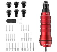 Beaspire Kit d'Adaptateur de Rivet pour Perceuse Électrique, Pince à Riveter Professionnelle Riveteuse, Pince Rivet Aveugle avec 6 Têtes de Rivet, Étui de Transport Robuste