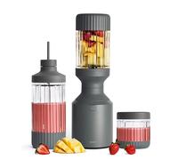 BEAST Blender smoothie 1200W - Mixeur haute performance avec 3 bouteilles portables en Tritan - 1200 ml - Couvercles et lames en acier inoxydable - Smoothie maker pour milkshakes et sauces - Gris