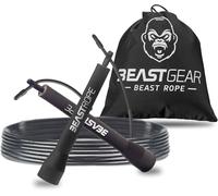 Beast Gear Corde à Sauter Sport - Speed Jump Rope pour Adulte et Enfant - Roulement à Billes et Câble en Acier - Idéale pour Crossfit, Musculation, Boxe, Fitness, Gym, MMA, HIIT - 2,8 m ajustable