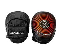 Beast Gear Mitts - Cuir Véritable Cible Focus - Design Incurvé avec Support de Poignet et Sangle Régler pour Crochet & Jab, MMA, Kickboxing & Muay Thai