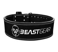 Beast Gear PowerBelt - Ceinture de qualité d’haltérophilie à deux dents - ceinture de levage de poids 10 cm x 10 mm en cuir nubuck avec de puissantes vis rivetées - XL