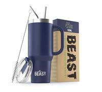 Beast - Gobelet de 1200 ml avec poignée en acier inoxydable isotherme pour café, glace, double paroi (bleu roi)