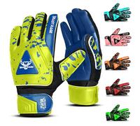 BEAST RAGE Gants de Gardien de But pour Enfants,Gants de Gardien de But pour Enfants avec Double Support de Poignet (Jaune, Size 4 Suitable for 6 to 9 Years Old)