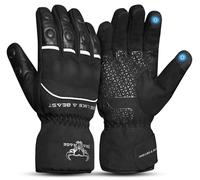 BEAST RAGE Gants de Moto pour Hommes et Femmes-Doublure Thermique Chaude,imperméable,Coupe-Vent, Compatible avec Les écrans tactiles,Gants de Moto à Doigts Entiers pour Le Temps Froid (Noir, 2XL)