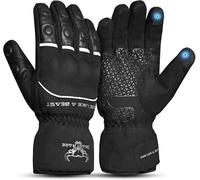 BEAST RAGE Gants de Moto pour Hommes et Femmes-Doublure Thermique Chaude,imperméable,Coupe-Vent, Compatible avec Les écrans tactiles,Gants de Moto à Doigts Entiers pour Le Temps Froid (Noir, XL)
