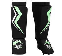 BEAST RAGE Protège-tibias pour kickboxing, protection du cou-de-pied pour Muay Thai, MMA, arts martiaux, boxe, protection des jambes élastique rembourrée pour karaté, BJJ, Taekwondo Gear