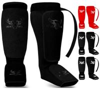 BEAST RAGE Protège-Tibias pour Le Kickboxing et Le Muay thaï-Protège-Tibias et protège-Cou-de-Pied pour Le MMA,protège-Jambes rembourrés et élastiques pour Le Combat d'entraînement