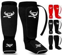 BEAST RAGE Protège-Tibias pour Le Kickboxing et Le Muay thaï-Protège-Tibias et protège-Cou-de-Pied pour Le MMA,protège-Jambes rembourrés et élastiques pour Le Combat d'entraînement