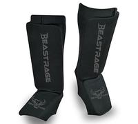 BEAST RAGE Protège-Tibias pour Muay Thai, Kickboxing, MMA, Taekwondo, Boxe, Arts Martiaux, Chaussettes élastiques rembourrées, Coussinets de Protection du Cou-de-Pied, protège-Tibias,
