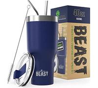 Beast Tumbler - 1050 ml (40 oz), Bleu royal | Gobelet isotherme en acier inoxydable réutilisable | Avec 2 pailles et brosse de nettoyage | Double paroi, idéal pour café chaud ou glacé | Sans BPA
