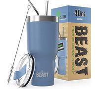 Beast Tumbler - 1050 ml (40 oz), Ciel orageux | Gobelet isotherme en acier inoxydable réutilisable | Avec 2 pailles et brosse de nettoyage | Double paroi, idéal pour café chaud ou glacé | Sans BPA