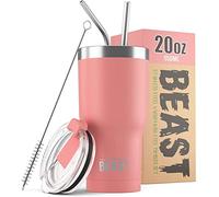 Beast Tumbler - 550 ml (20 oz), Blossom | Gobelet isotherme en acier inoxydable réutilisable | Avec 2 pailles et brosse de nettoyage | Double paroi, idéal pour café chaud ou glacé | Sans BPA