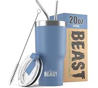 Beast Tumbler - 550 ml (20 oz), Ciel orageux | Gobelet isotherme en acier inoxydable réutilisable | Avec 2 pailles et brosse de nettoyage | Double paroi, idéal pour café chaud ou glacé | Sans BPA