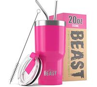 Beast Tumbler - 550 ml (20 oz), Rose Cup Cake | Gobelet isotherme en acier inoxydable réutilisable | Avec 2 pailles et brosse de nettoyage | Double paroi, idéal pour café chaud ou glacé | Sans BPA