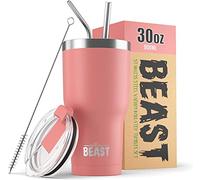 Beast Tumbler - 900 ml (30 oz), Blossom | Gobelet isotherme en acier inoxydable réutilisable | Avec 2 pailles et brosse de nettoyage | Double paroi, idéal pour café chaud ou glacé | Sans BPA