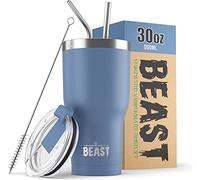 Beast Tumbler - 900 ml (30 oz), Ciel orageux | Gobelet isotherme en acier inoxydable réutilisable | Avec 2 pailles et brosse de nettoyage | Double paroi, idéal pour café chaud ou glacé | Sans BPA
