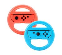 Beastron Racing Games Steering Wheel Compatible with Switch Mario Kart, Joy-Con Steering Wheel, Red & Blue 2 Pack