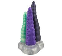 Beasty Cocks Triple Tentacle Godemichets Argent/Vert/Violet/Bleu Foncé 4,6 cm