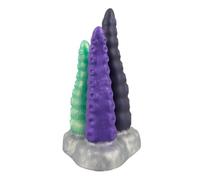 Beasty Cocks Triple Tentacle Godemichets Argent/Vert/Violet/Bleu Foncé 4,6 cm