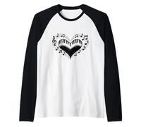 Beat It Heart Piano Notes de Musique romantiques Cadeaux pour Amoureux Manche Raglan