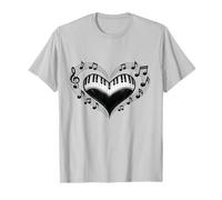 Beat It Heart Piano Notes de Musique romantiques Cadeaux pour Amoureux T-Shirt