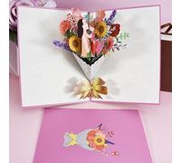 Beatanug Carte de vœux pop-up 3D avec bouquet de fleurs pour anniversaire, fête des mères et occasions spéciales - Invitation en papier plié avec motif floral 3D, env. 15 x 20 cm, (3)